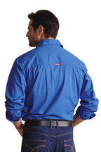 S.Kidman Mens Brockman Half Button L/S Work Shirt (1SHM00131) Mid Blue