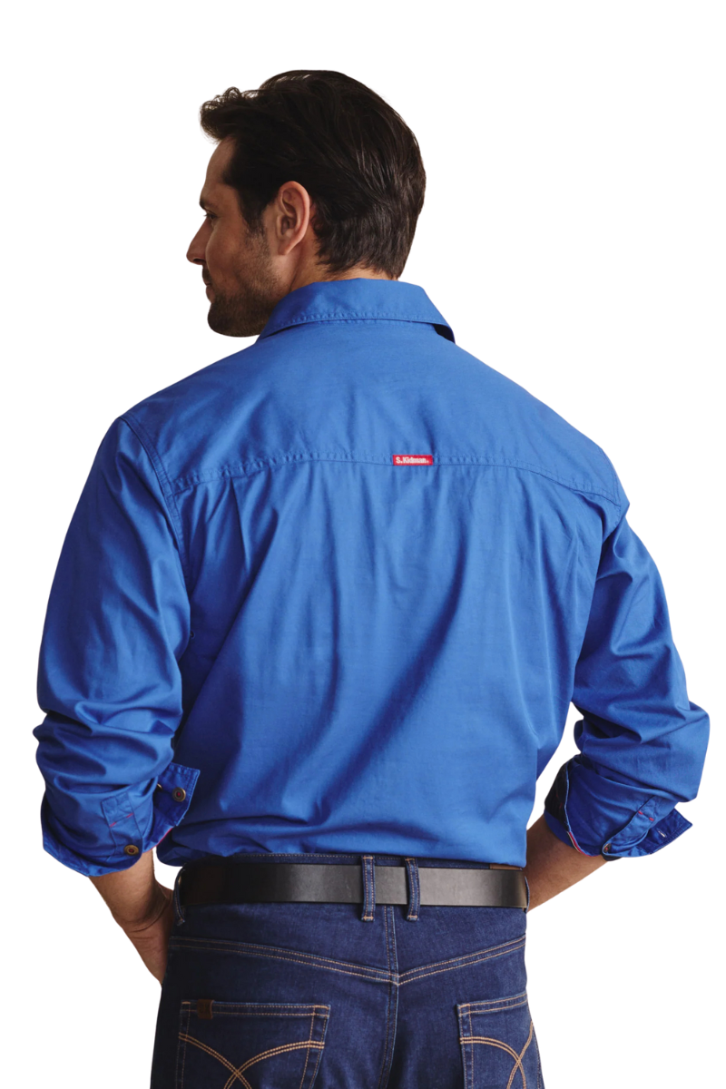 S.Kidman Mens Brockman Half Button L/S Work Shirt (1SHM00131) Mid Blue