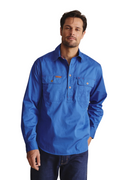 S.Kidman Mens Brockman Half Button L/S Work Shirt (1SHM00131) Mid Blue