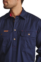 S.Kidman Mens Brockman Half Button L/S Work Shirt (1SHM00131) Navy