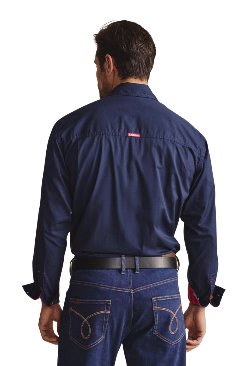S.Kidman Mens Brockman Half Button L/S Work Shirt (1SHM00131) Navy