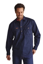 S.Kidman Mens Brockman Half Button L/S Work Shirt (1SHM00131) Navy