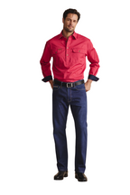 S.Kidman Mens Brockman Half Button L/S Work Shirt (1SHM00131) Red