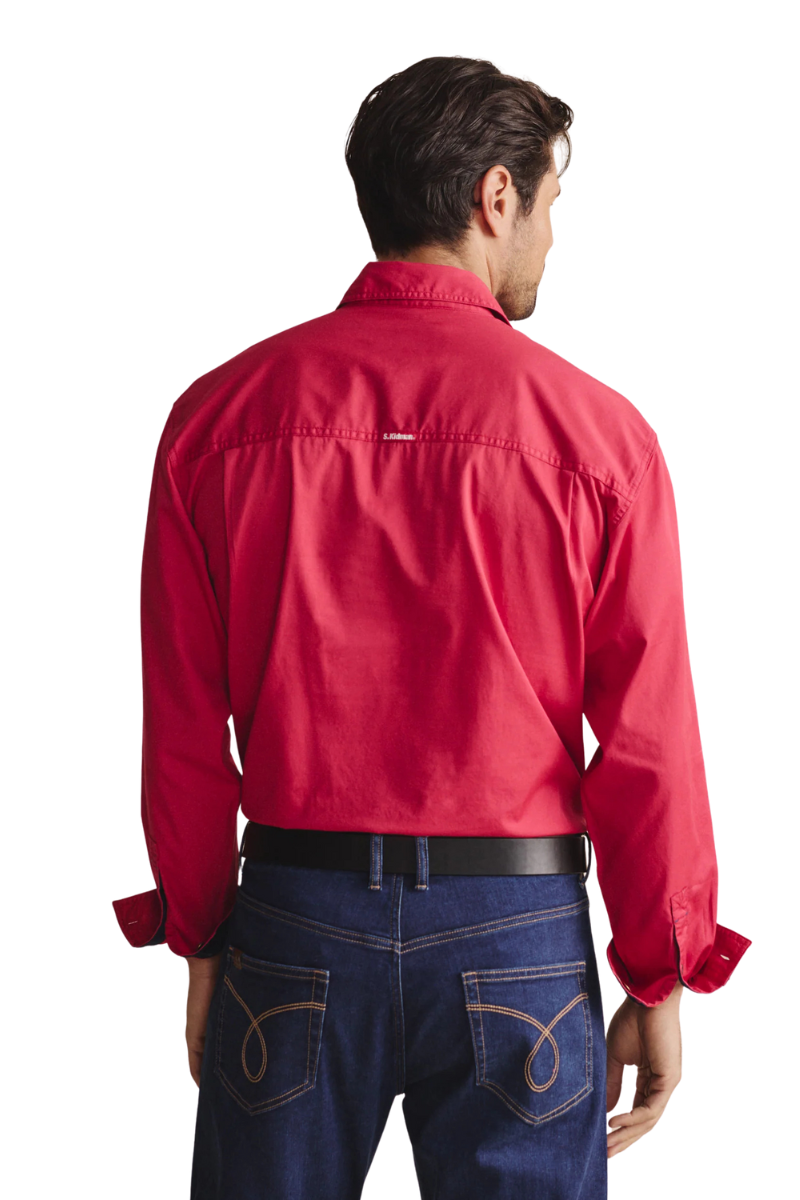 S.Kidman Mens Brockman Half Button L/S Work Shirt (1SHM00131) Red