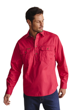 S.Kidman Mens Brockman Half Button L/S Work Shirt (1SHM00131) Red
