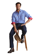 S.Kidman Mens Armstrong Full Button L/S Print Shirt (1SHM00112) Mid Blue