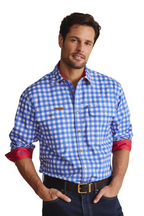 S.Kidman Mens Armstrong Full Button L/S Print Shirt (1SHM00112) Mid Blue