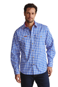 S.Kidman Mens Armstrong Full Button L/S Print Shirt (1SHM00112) Mid Blue