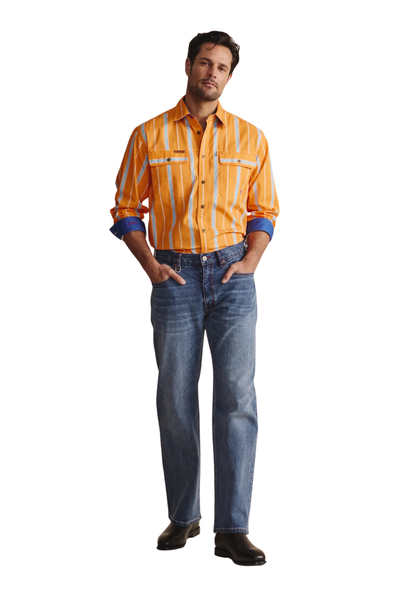 S.Kidman Mens Armstrong Full Button L/S Print Shirt (1SHM00110) Orange