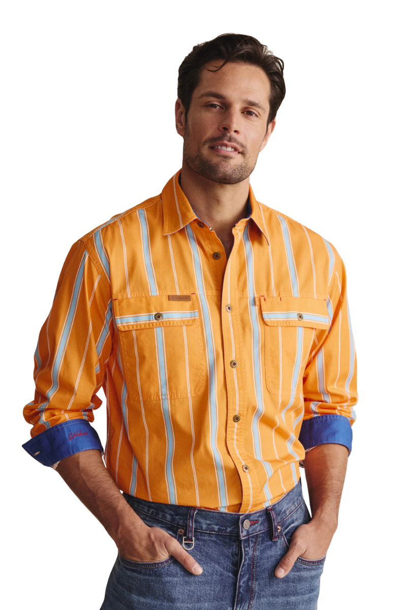 S.Kidman Mens Armstrong Full Button L/S Print Shirt (1SHM00110) Orange