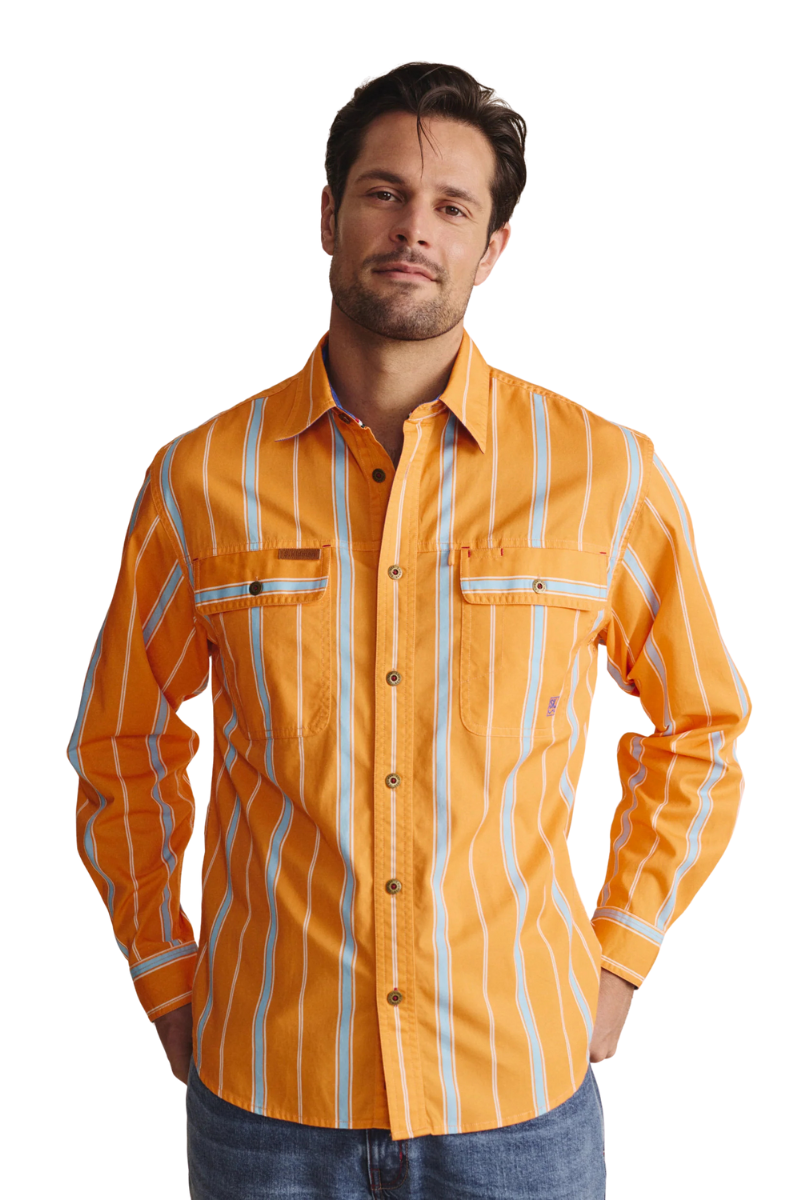 S.Kidman Mens Armstrong Full Button L/S Print Shirt (1SHM00110) Orange