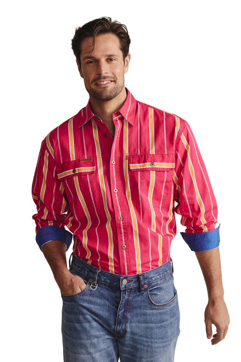 S.Kidman Mens Armstrong Full Button L/S Print Shirt (1SHM00110) Pink
