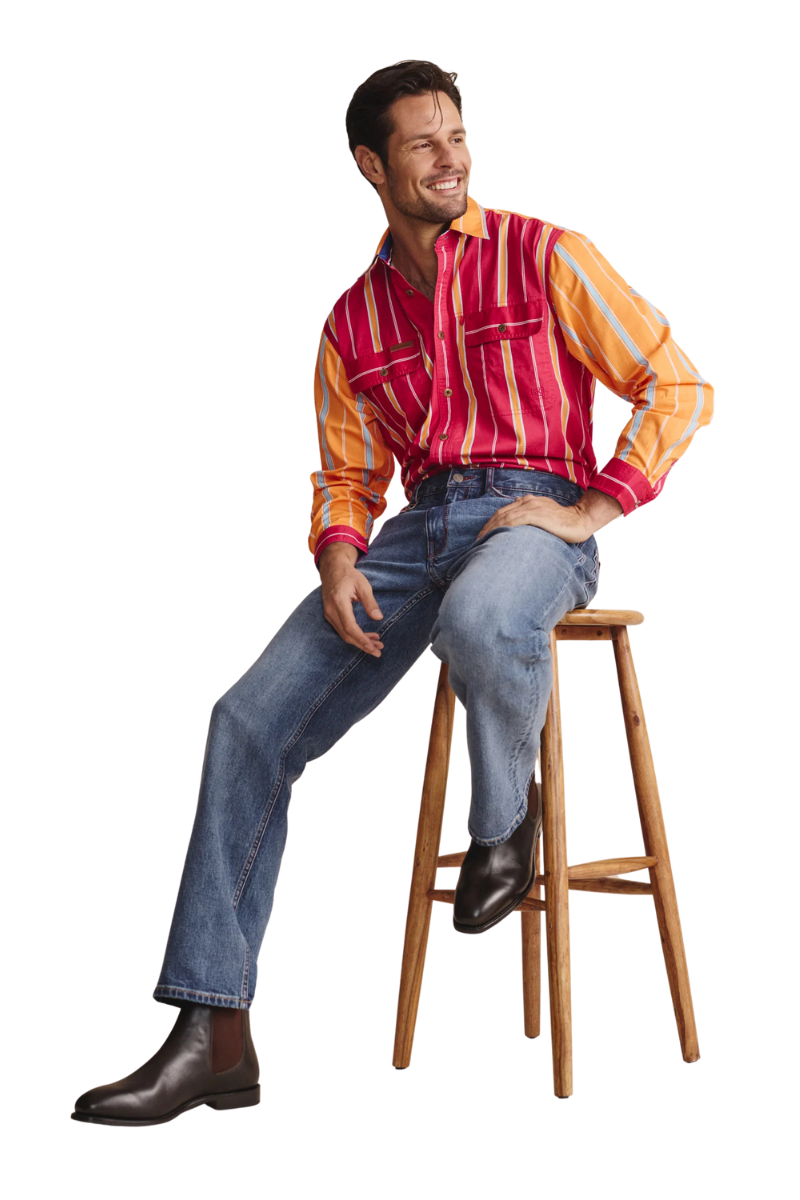 S.Kidman Mens Armstrong Full Button L/S Print Shirt (1SHM00111) Pink