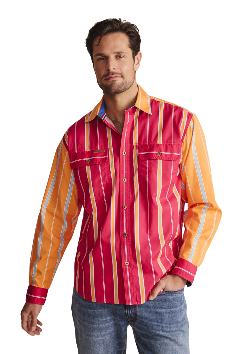 S.Kidman Mens Armstrong Full Button L/S Print Shirt (1SHM00111) Pink