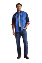 S.Kidman Mens Armstrong Full Button L/S Print Shirt (1SHM00113) Mid Blue