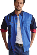 S.Kidman Mens Armstrong Full Button L/S Print Shirt (1SHM00113) Mid Blue