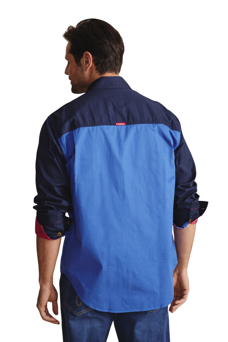S.Kidman Mens Armstrong Full Button L/S Print Shirt (1SHM00113) Mid Blue