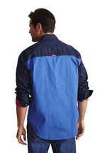 S.Kidman Mens Armstrong Full Button L/S Print Shirt (1SHM00113) Mid Blue