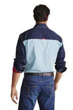 S.Kidman Mens Armstrong Full Button L/S Print Shirt (1SHM00113) Sky Blue