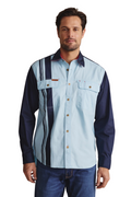 S.Kidman Mens Armstrong Full Button L/S Print Shirt (1SHM00113) Sky Blue
