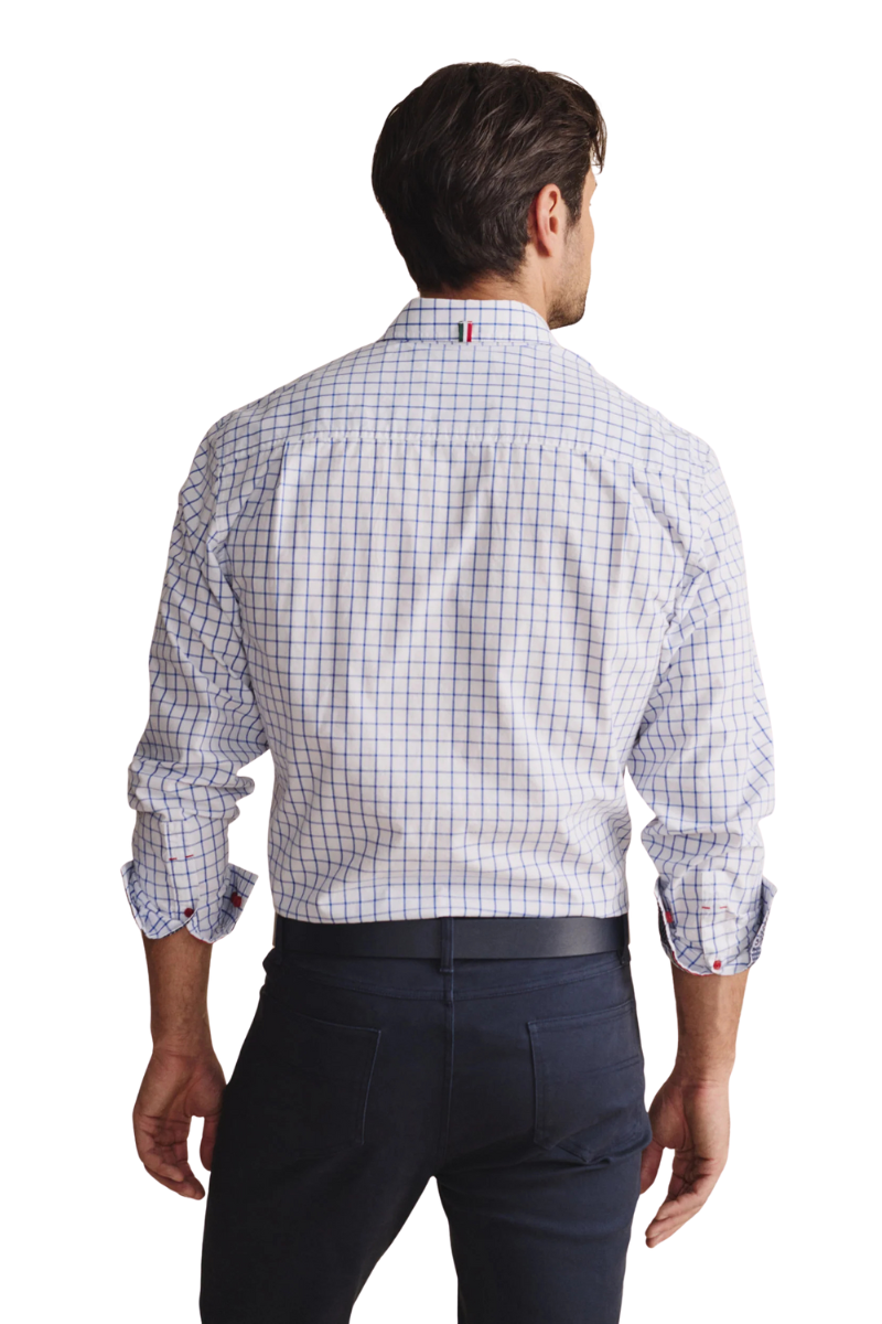 S.Kidman Mens Murchison Full Button L/S Print Shirt (1SHM00003) Mid Blue