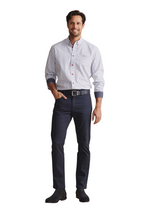 S.Kidman Mens Murchison Full Button L/S Print Shirt (1SHM00003) Mid Blue