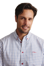 S.Kidman Mens Murchison Full Button L/S Print Shirt (1SHM00003) Mid Blue
