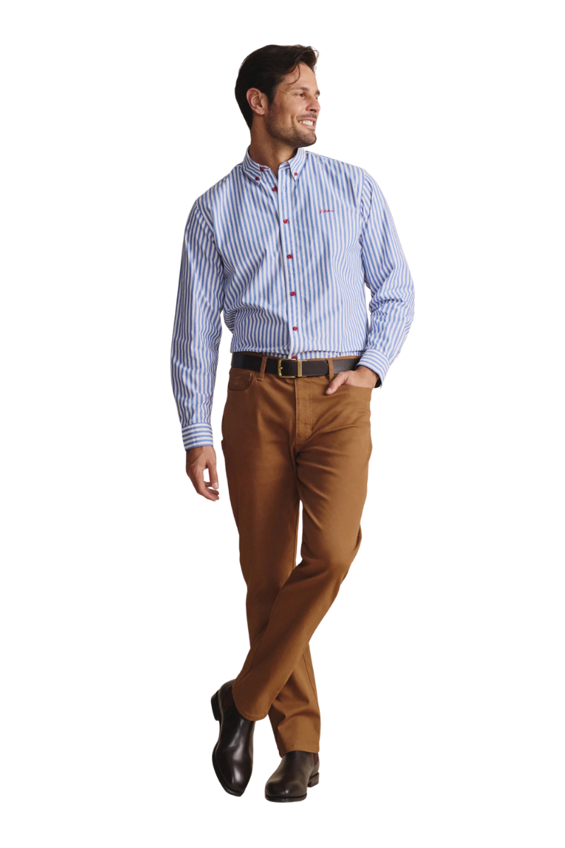 S.Kidman Mens Barron Full Button L/S Print Shirt (1SHM00004) Mid Blue