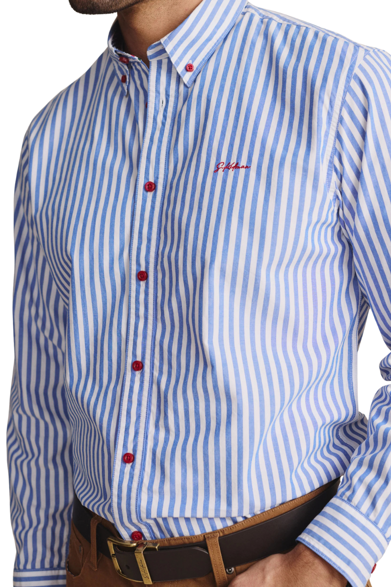S.Kidman Mens Barron Full Button L/S Print Shirt (1SHM00004) Mid Blue