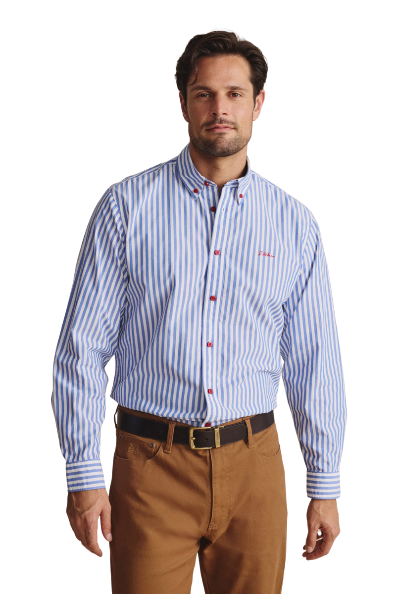 S.Kidman Mens Barron Full Button L/S Print Shirt (1SHM00004) Mid Blue