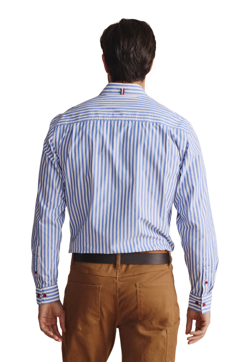 S.Kidman Mens Barron Full Button L/S Print Shirt (1SHM00004) Mid Blue