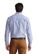 S.Kidman Mens Barron Full Button L/S Print Shirt (1SHM00004) Mid Blue