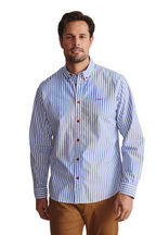 S.Kidman Mens Barron Full Button L/S Print Shirt (1SHM00004) Mid Blue