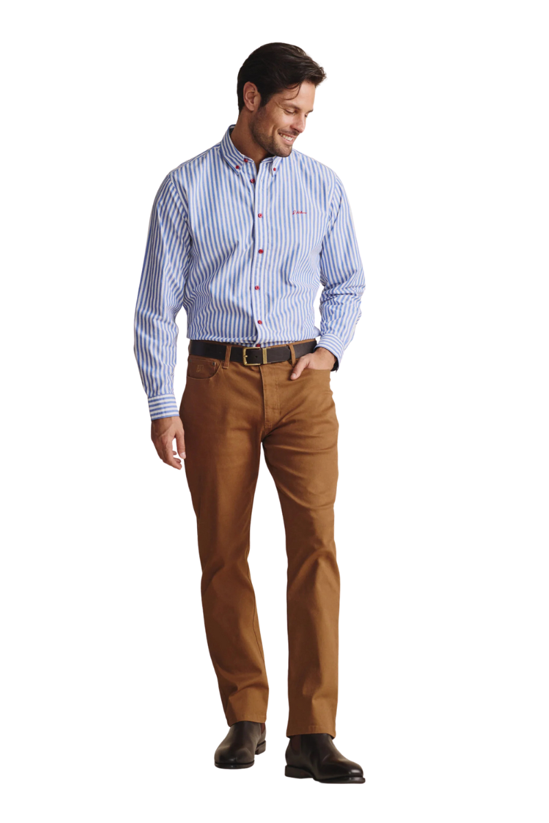 S.Kidman Mens Barron Full Button L/S Print Shirt (1SHM00004) Mid Blue