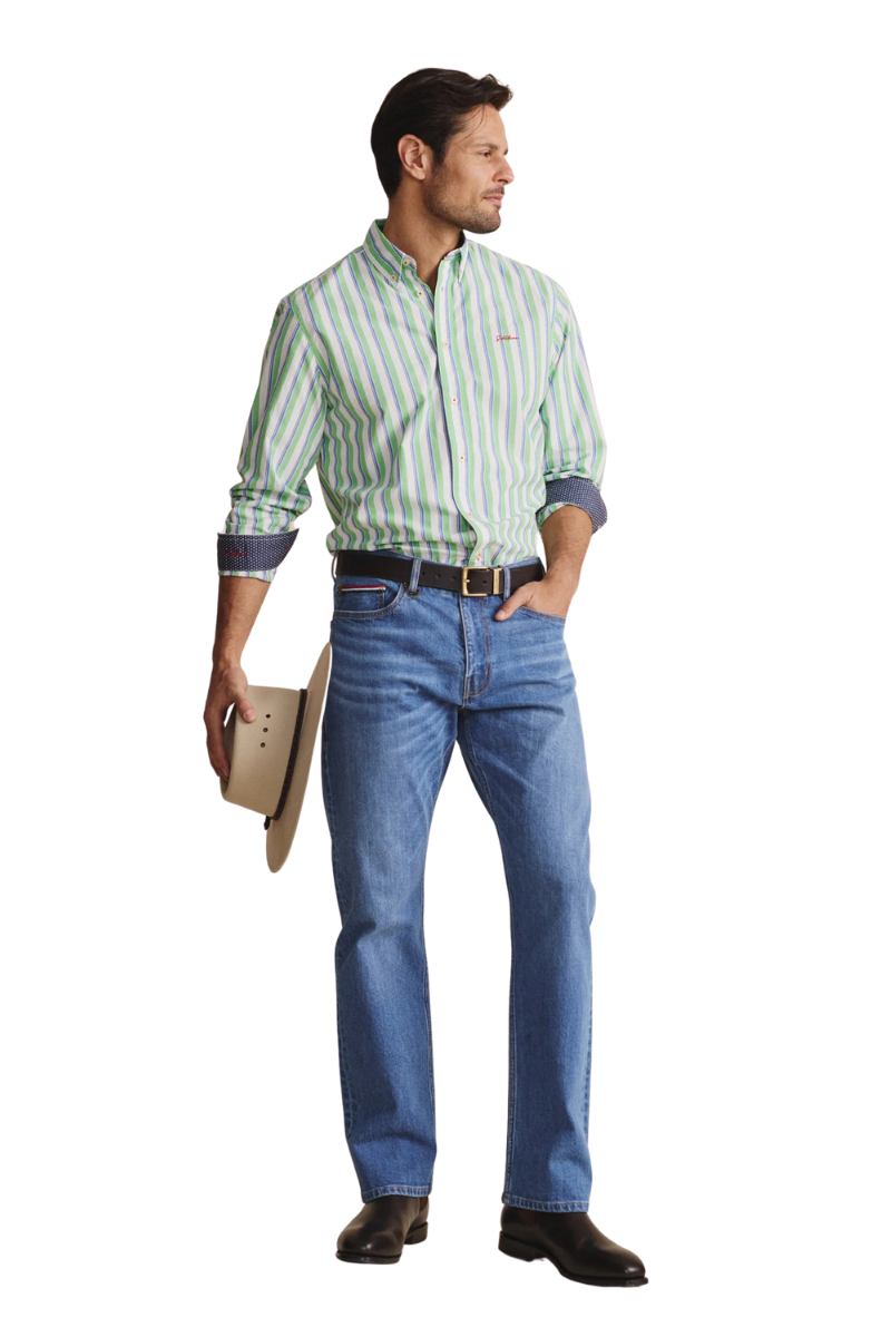 S.Kidman Mens Dexter Full Button L/S Print Shirt (1SHM00005) Green