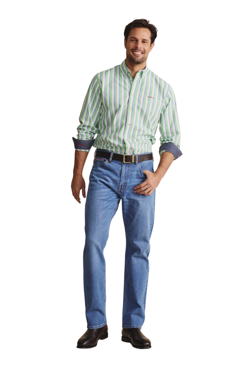 S.Kidman Mens Dexter Full Button L/S Print Shirt (1SHM00005) Green