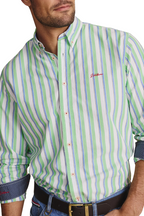 S.Kidman Mens Dexter Full Button L/S Print Shirt (1SHM00005) Green