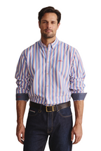 S.Kidman Mens Dexter Full Button L/S Print Shirt (1SHM00005) Mid Blue