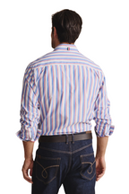 S.Kidman Mens Dexter Full Button L/S Print Shirt (1SHM00005) Mid Blue