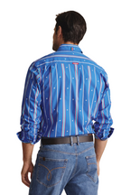 S.Kidman Mens Aberdeen Full Button L/S Print Shirt (1SHM00079) Mid Blue