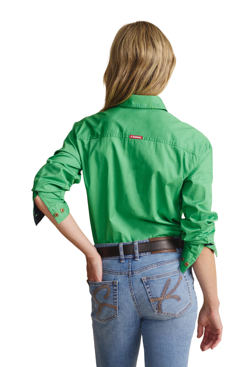 S.Kidman Womens Camfield Half Button L/S Work Shirt (1SHW00133) Green