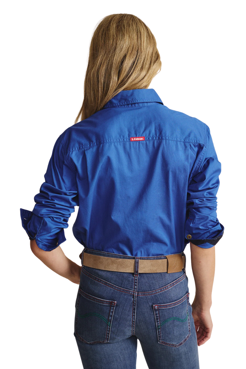 S.Kidman Womens Camfield Half Button L/S Work Shirt (1SHW00133) Mid Blue