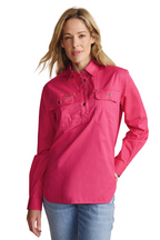 S.Kidman Womens Camfield Half Button L/S Work Shirt (1SHW00133) Pink