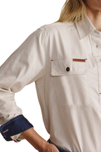 S.Kidman Womens Camfield Half Button L/S Work Shirt (1SHW00133) Stone