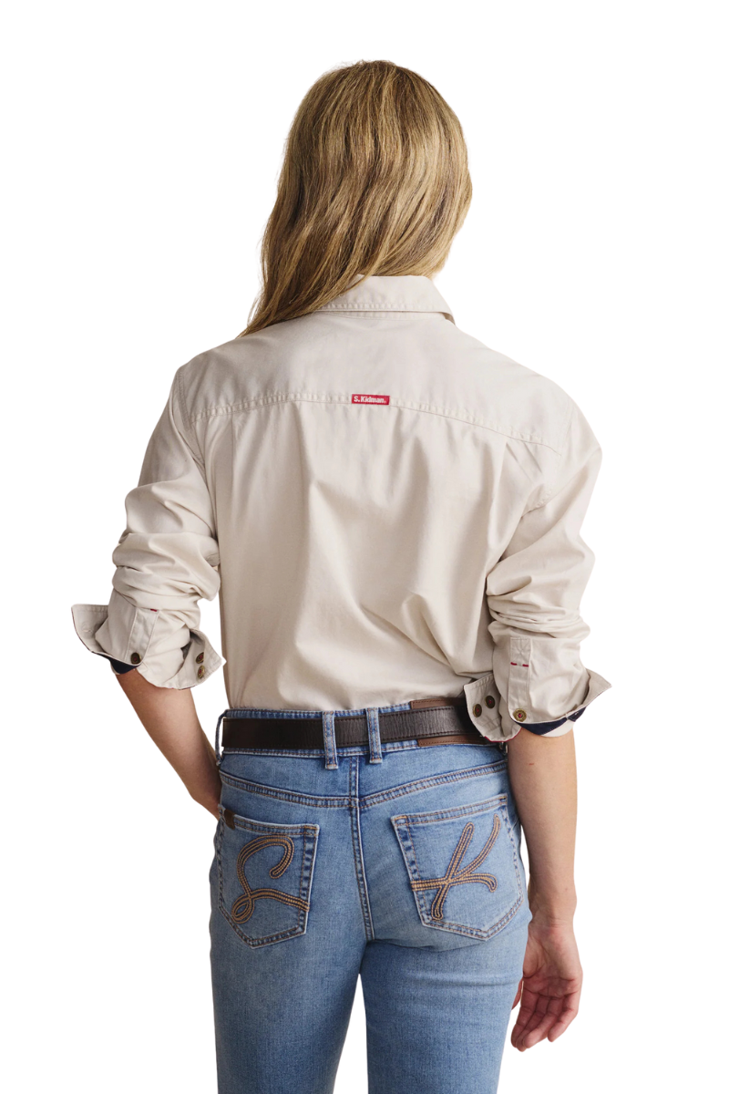 S.Kidman Womens Camfield Half Button L/S Work Shirt (1SHW00133) Stone
