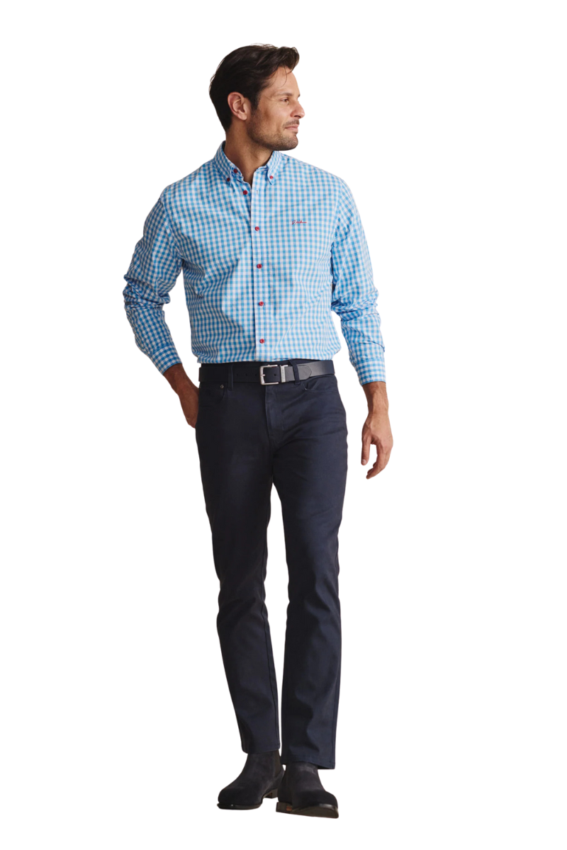 S.Kidman Mens Holstein Full Button L/S Print Shirt (1SHM00002) Pale Blue
