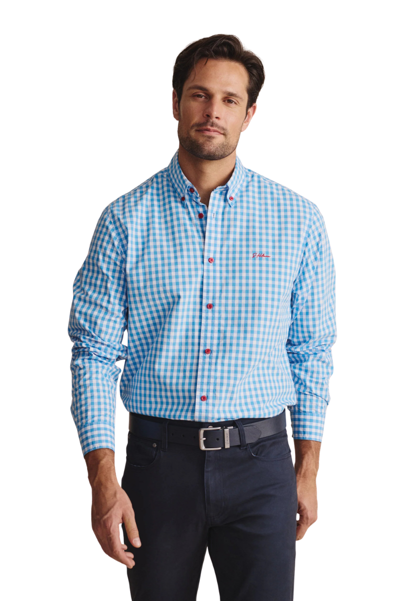 S.Kidman Mens Holstein Full Button L/S Print Shirt (1SHM00002) Pale Blue
