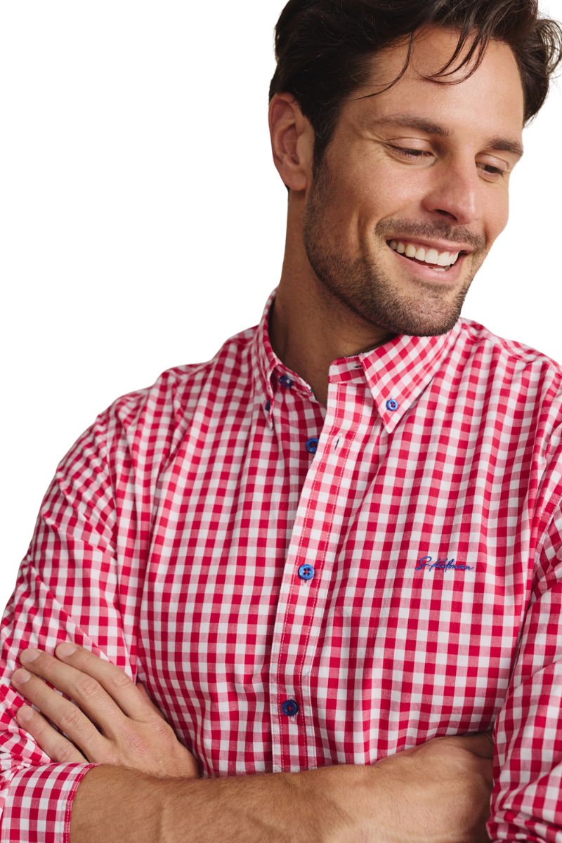 S.Kidman Mens Holstein Full Button L/S Print Shirt (1SHM00002) Red