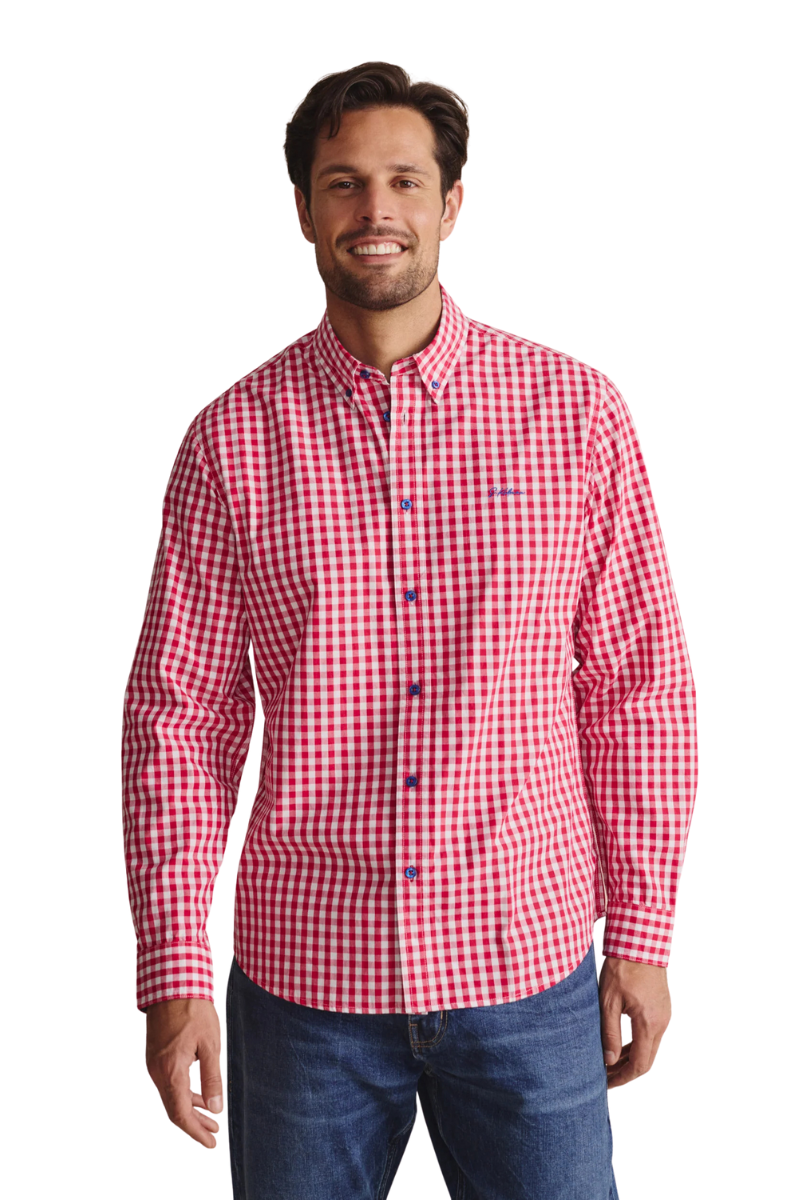 S.Kidman Mens Holstein Full Button L/S Print Shirt (1SHM00002) Red