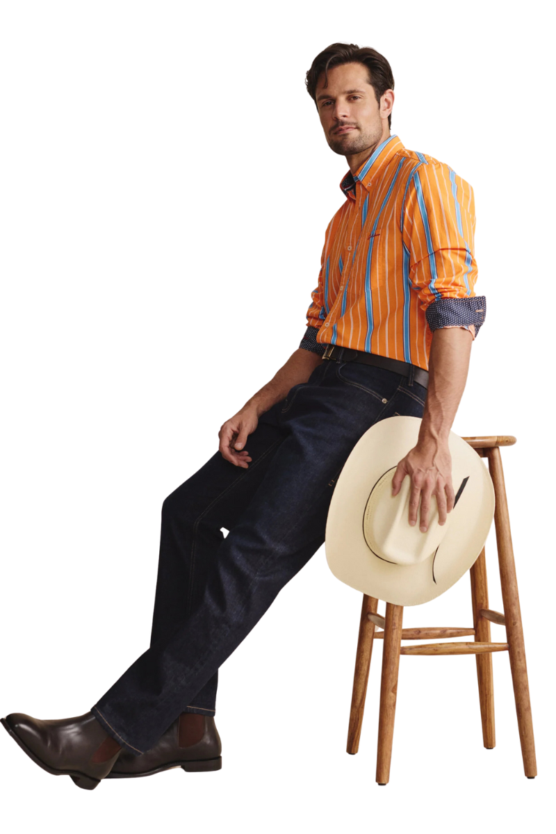 S.Kidman Mens Aberdeen Full Button L/S Dress Shirt (1SHM00084) Orange